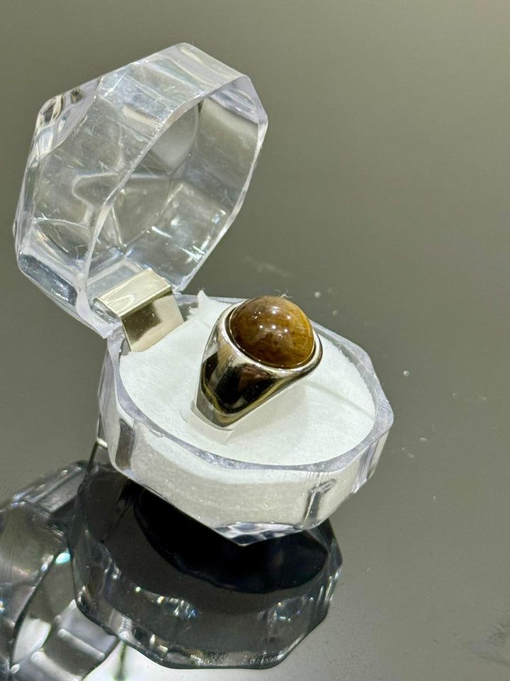Tiger Eye Natural Stone Ring – Confidence & Protection | Aura Official
