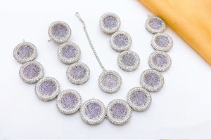 Luxury Round Crystal Choker Necklace Set – Elegant Party Jewelry | Aura Official