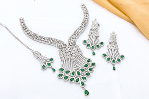 Majestic Queen Drop Necklace Set – Premium Bridal & Party Wear | Aura Official