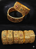 Royal Heritage Gold Polished Bangles Set – Traditional Mughal-Style Jewelry | Aura Official