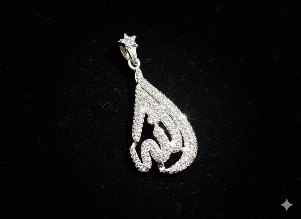 Elegant Silver-Plated Pendant with Sparkling Stones | Stylish Floral Design