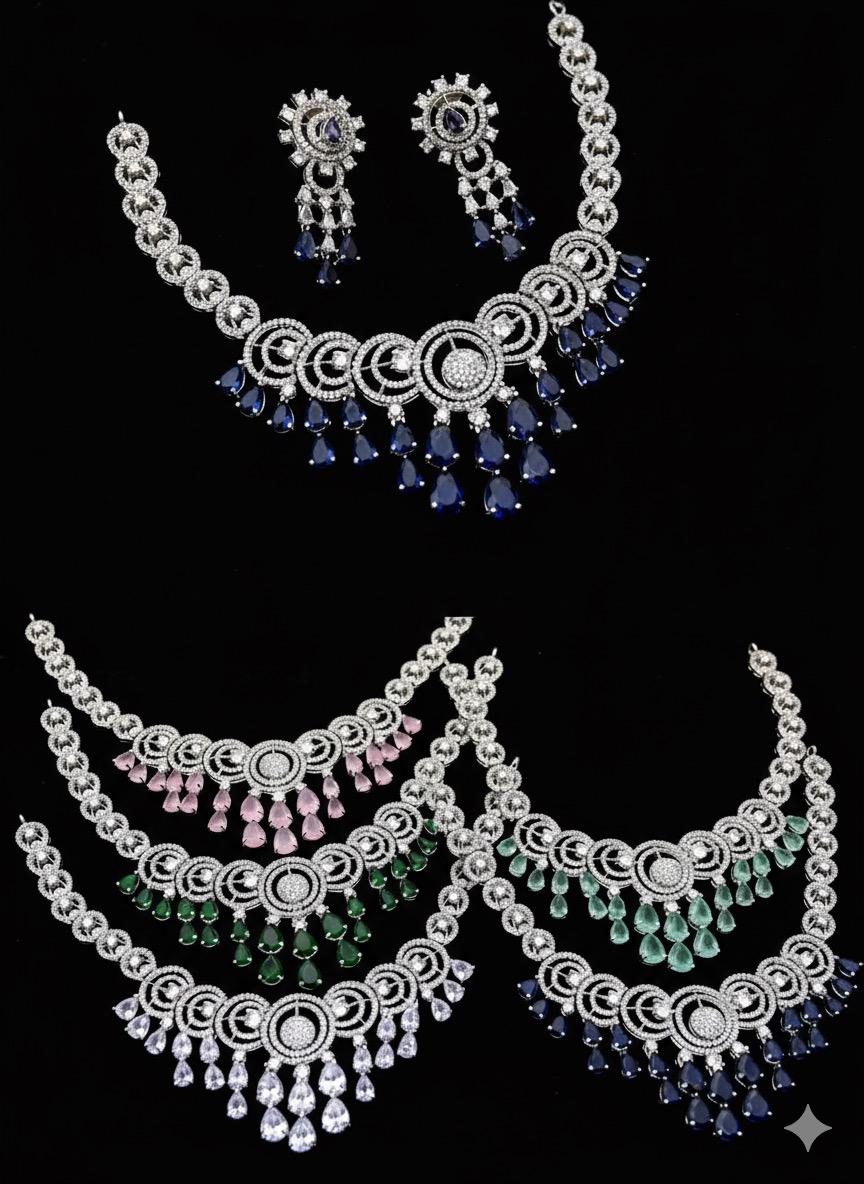 Royal Teardrop Crystal Necklace Set – Bridal & Party Glamour | Aura Official