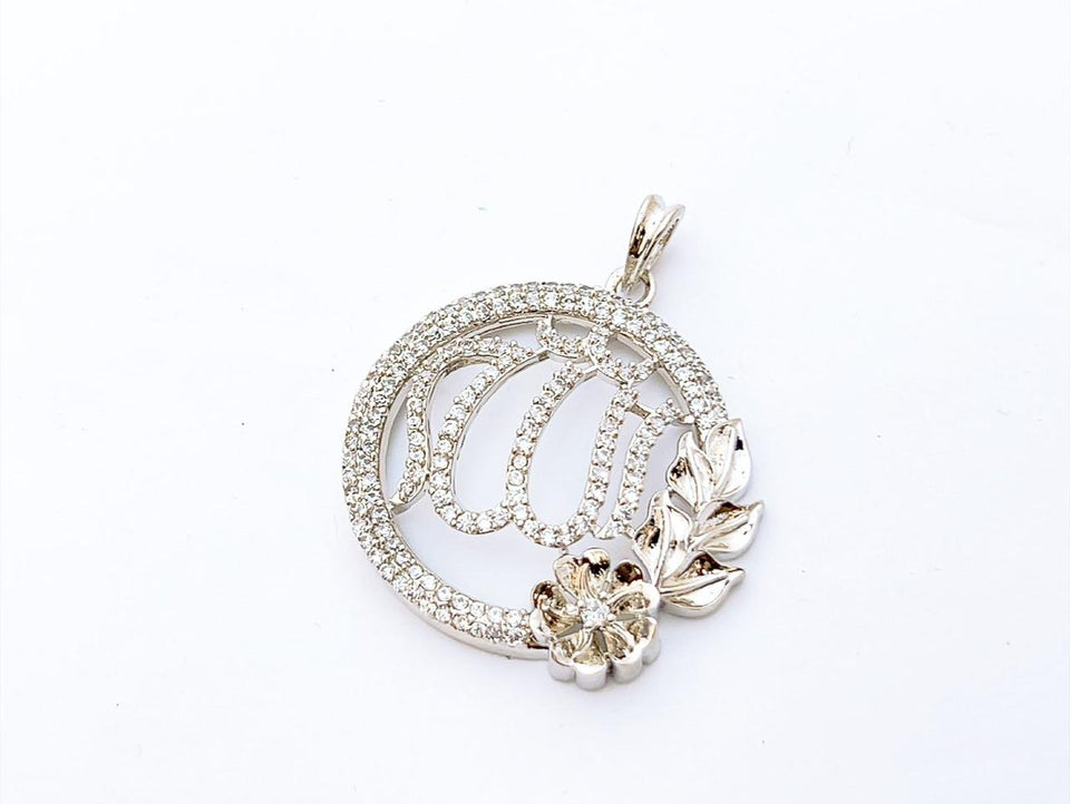 Elegant Silver-Plated Pendant with Sparkling Stones | Stylish Floral Design