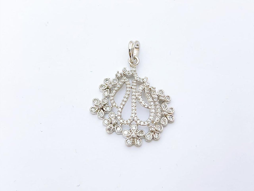 Elegant Silver-Plated Pendant with Sparkling Stones | Stylish Floral Design