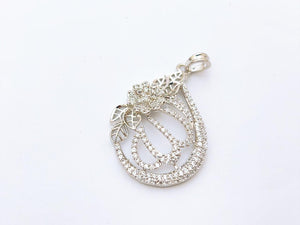 Elegant Silver-Plated Pendant with Sparkling Stones | Stylish Floral Design