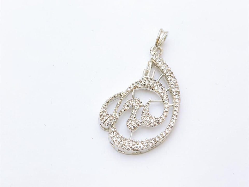 Elegant Silver-Plated Pendant with Sparkling Stones | Stylish Floral Design