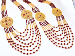 Royal Multi-Layer Beaded Necklace Set | Traditional Long Mala with Kundan Pendant