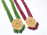 Royal Multi-Layer Beaded Necklace Set | Traditional Long Mala with Kundan Pendant