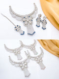 Elegant Floral Designer Necklace Set – Premium Artificial Diamond Jewelry with Earrings & Maang Tikka