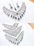 Royal Teardrop Choker Set – Premium Artificial Diamond Necklace, Earrings & Maang Tikka (Multiple Colors)