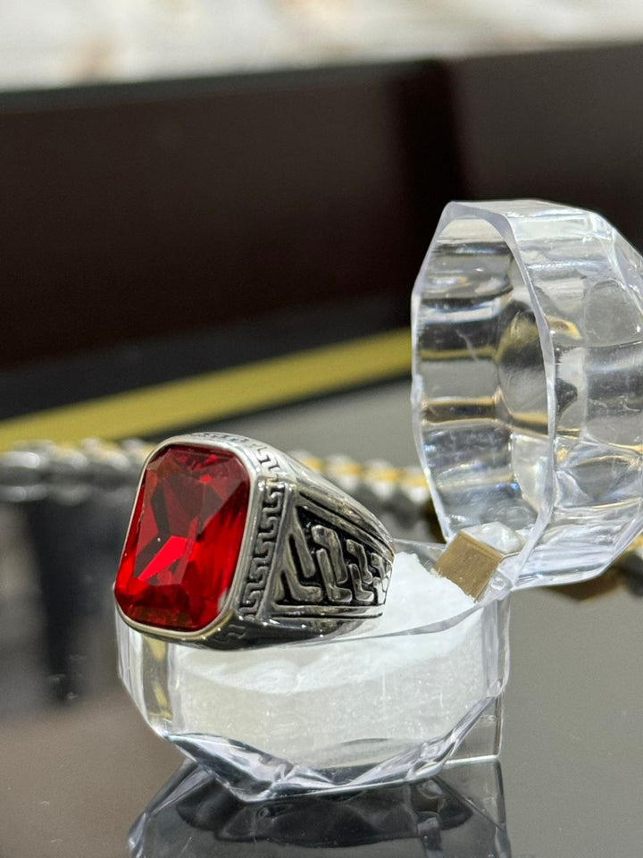 Yaqoot (Red Agate) Stone Ring – Strength & Elegance | Aura Official