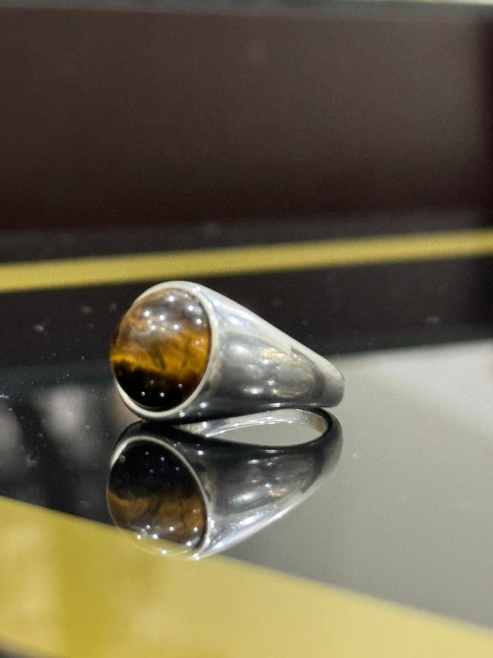 Tiger Eye Natural Stone Ring – Confidence & Protection | Aura Official