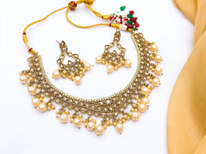 Traditional Kundan Style Gold-Plated Necklace Set with Earrings | Party & Wedding Jewelry