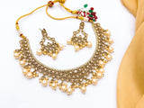 Traditional Kundan Style Gold-Plated Necklace Set with Earrings | Party & Wedding Jewelry