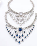 Luxury Crystal Bridal Jewelry Set – Premium Artificial Diamond Necklace, Earrings & Maang Tikka (Multiple Colors Available)